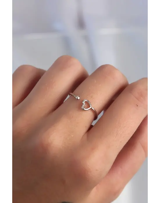  Gümüş Kalp Model Ayarlamalı Yüzük