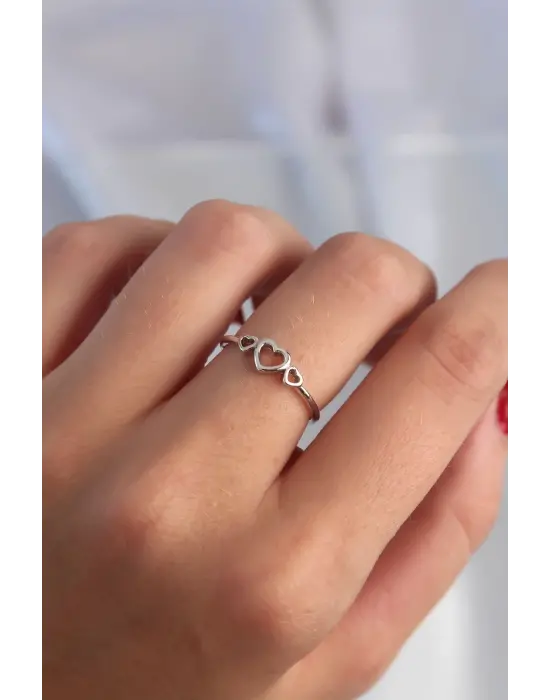  Gümüş Kalp Model Ayarlamalı Yüzük