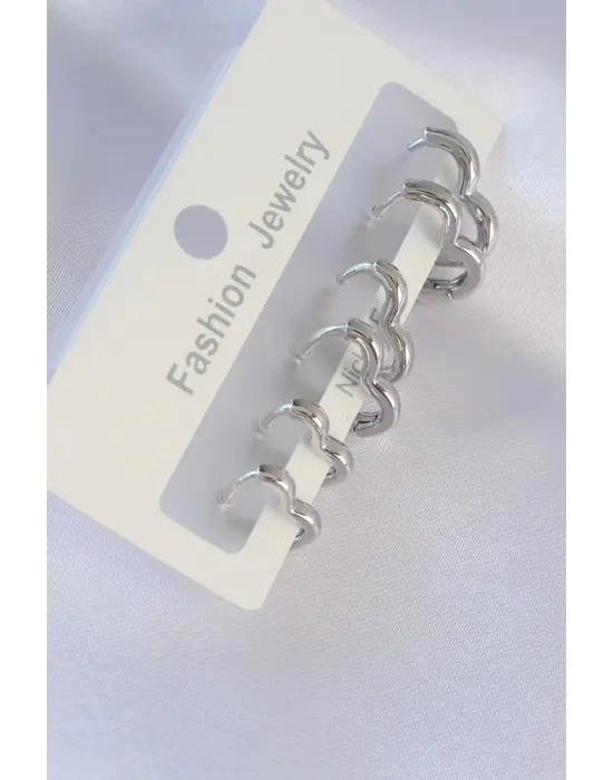  Gümüş Kalp Model Küpe Seti