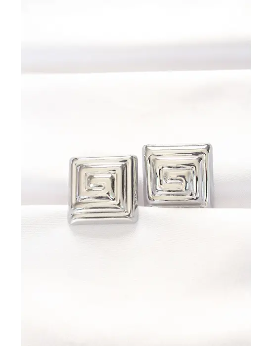  Gümüş Kare Form Küpe