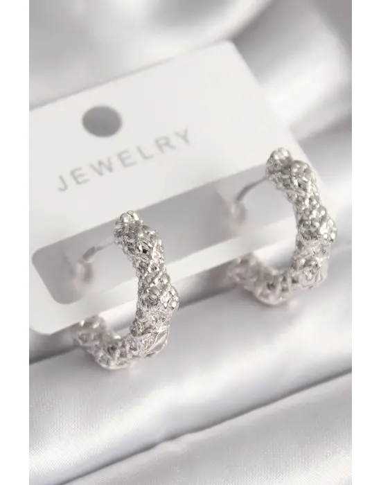  Gümüş Örme Halka Model Çelik Küpe