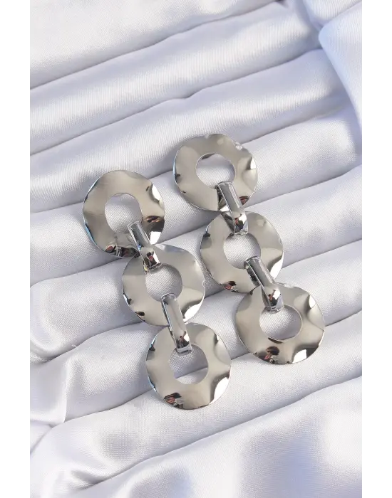  Gümüş Oval Ayna Model Sallantılı Küpe