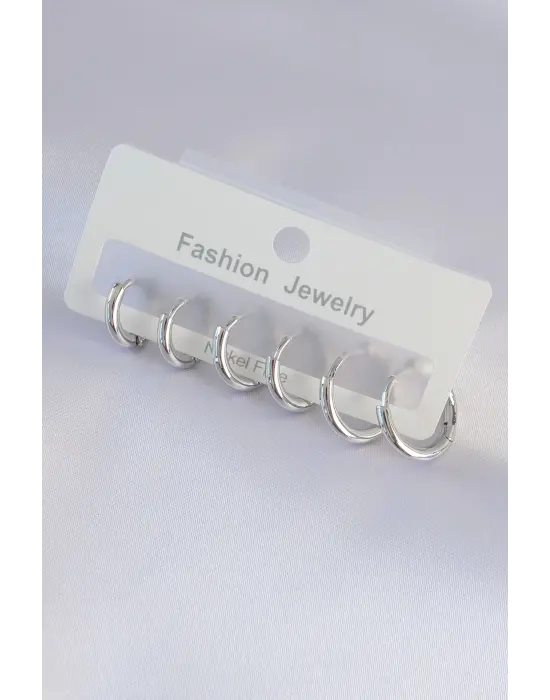  Gümüş Oval Küpe Seti