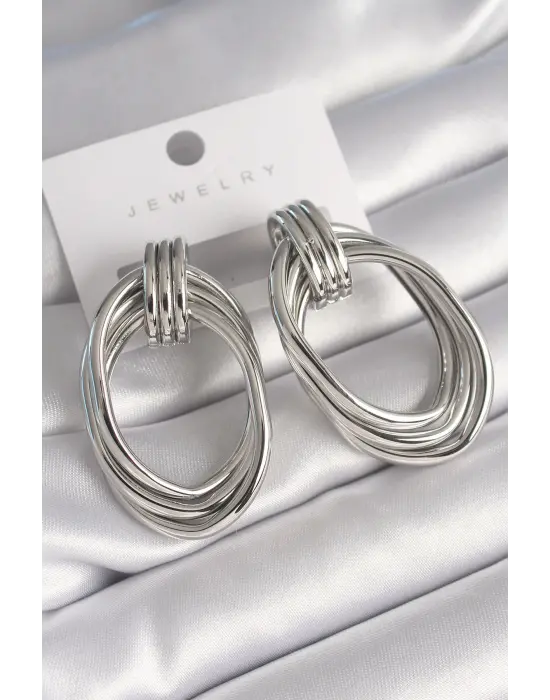  Gümüş Oval Model Çelik Küpe