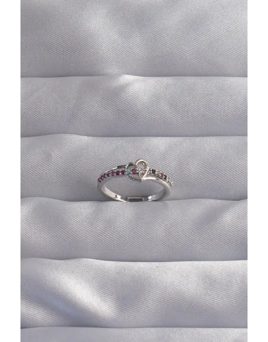  Gümüş Renkli Zirkon Taşlı Ayarlamalı Yüzük