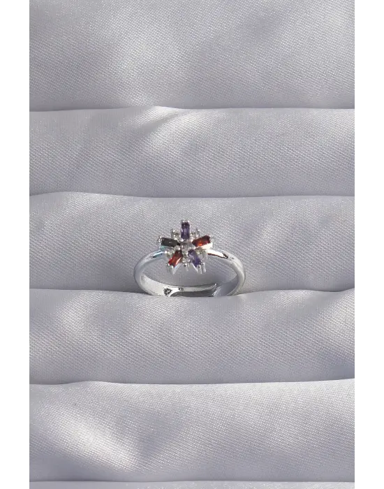  Gümüş Renkli Zirkon Taşlı Ayarlamalı Yüzük