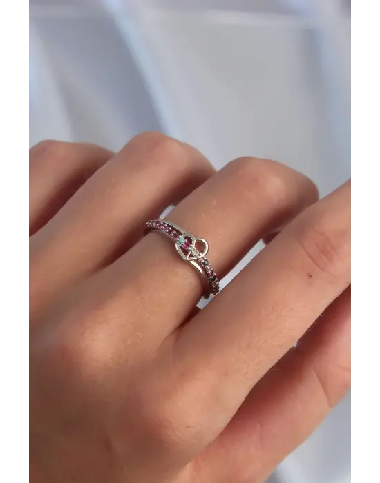  Gümüş Renkli Zirkon Taşlı Ayarlamalı Yüzük