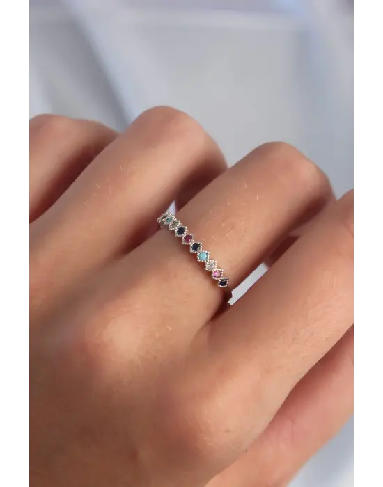  Gümüş Renkli Zirkon Taşlı Ayarlamalı Yüzük