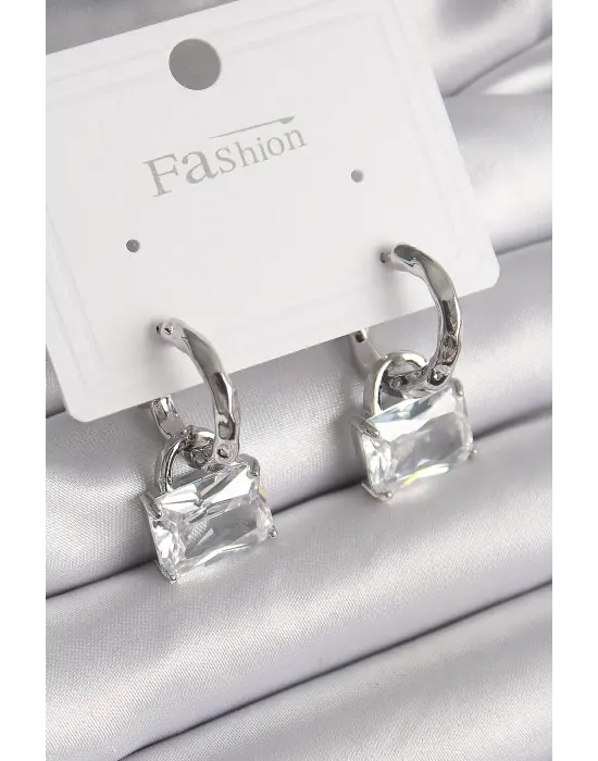  Gümüş Sallantı Zirkon Taşlı Çanta Model Çelik Küpe