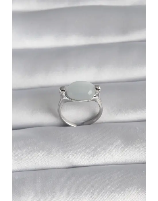  Gümüş Sedefli Çelik Yüzük