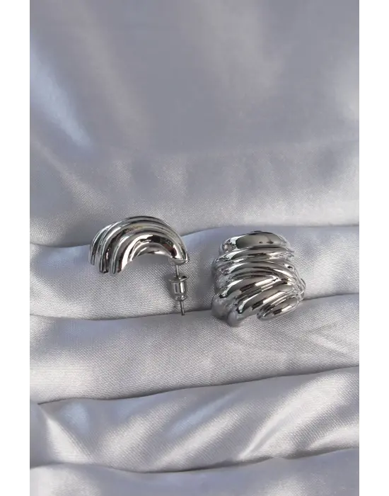  Gümüş Tırtıklı Bombe Model Küpe