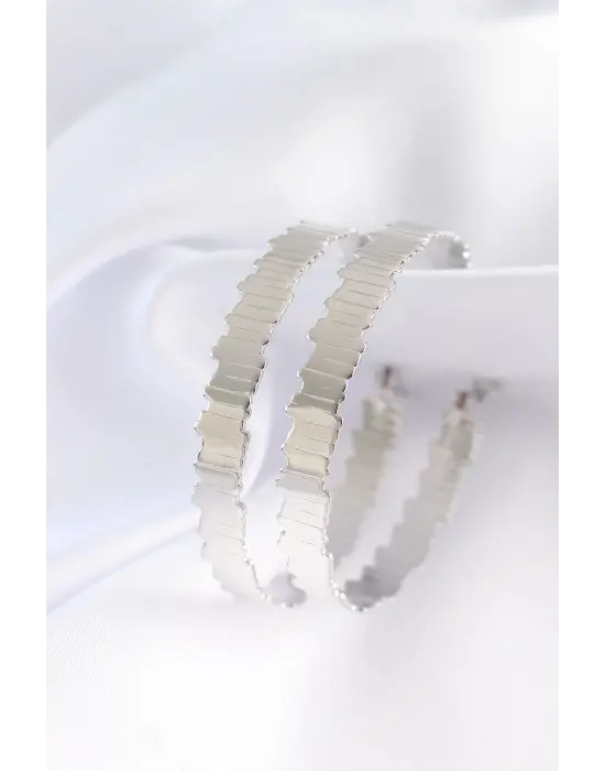  Gümüş Tırtıklı Halka Küpe