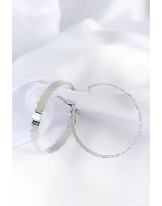  Gümüş Tırtıklı Halka Küpe