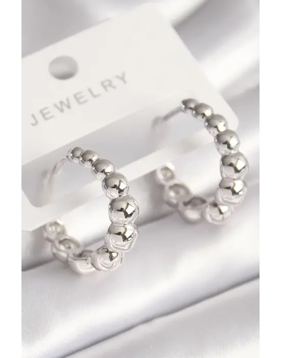  Gümüş Top Halka Model Çelik Küpe