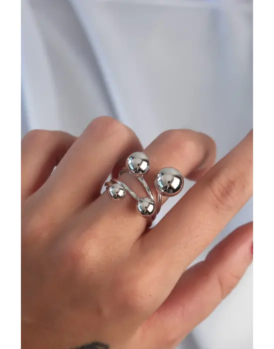  Gümüş Topçuk Model Ayarlamalı Yüzük