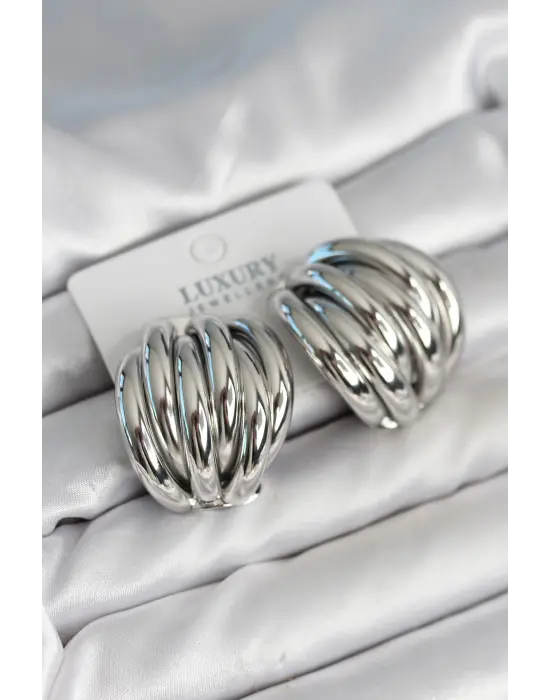 Pirinç Gümüş Renk Vintage Kadın Küpe