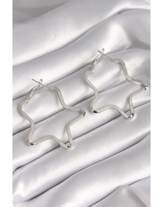  Gümüş Yıldız Model Çelik Küpe