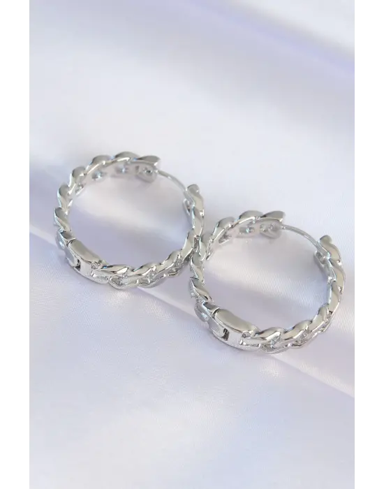  Gümüş Zincir Model Halka Küpe