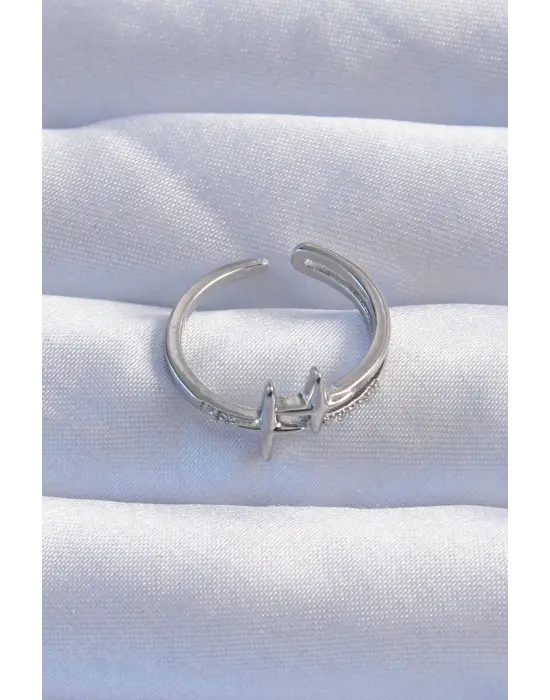  Gümüş Zirkon Taşlı 2li Görünüm Ayarlanabilir Yıldız Model Yüzük