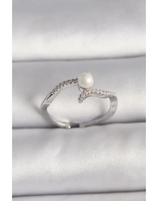  Gümüş Zirkon Taşlı Ayarlanabilir Yüzük