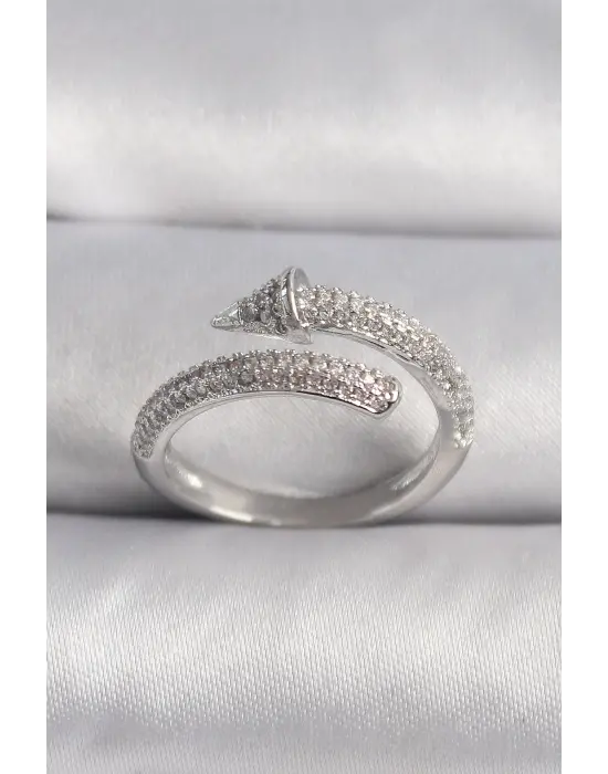  Gümüş Zirkon Taşlı Çivi Model VIP Seri Çelik Yüzük