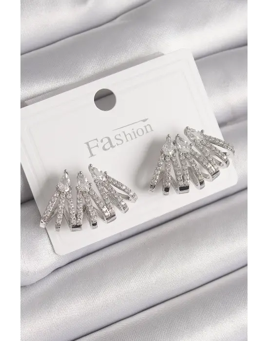  Gümüş Zirkon Taşlı Deniz Kabuğu Model Çelik Küpe