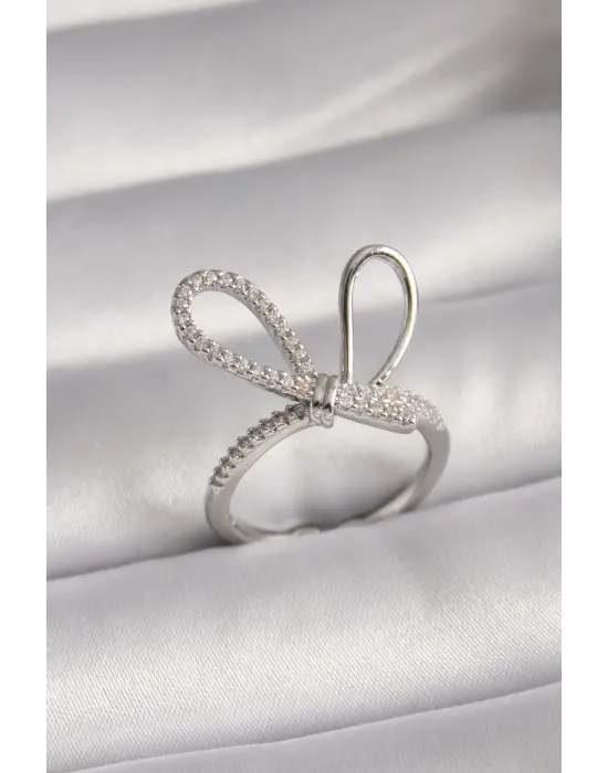  Gümüş Zirkon Taşlı Düğüm Model Çelik Yüzük