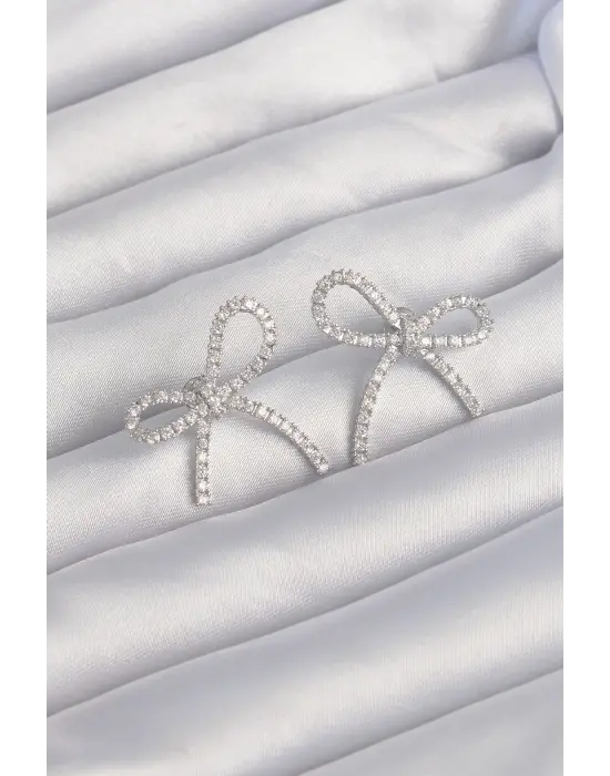  Gümüş Zirkon Taşlı Fiyonk Küpe