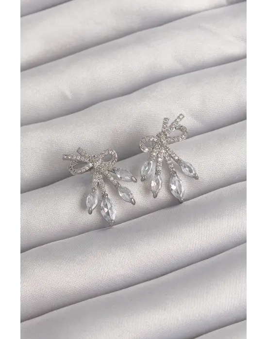  Gümüş Zirkon Taşlı Fiyonk Küpe