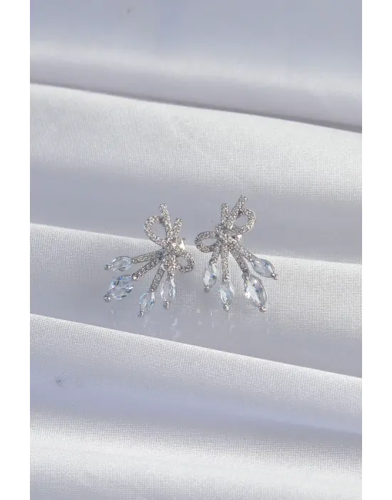  Gümüş Zirkon Taşlı Fiyonk Küpe