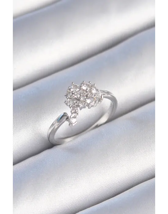  Gümüş Zirkon Taşlı Çelik Yüzük