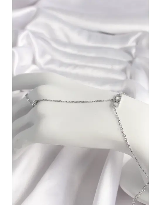 Çelik Gümüş Renk Zirkon Taşlı Messika Model Kadın Şahmeran