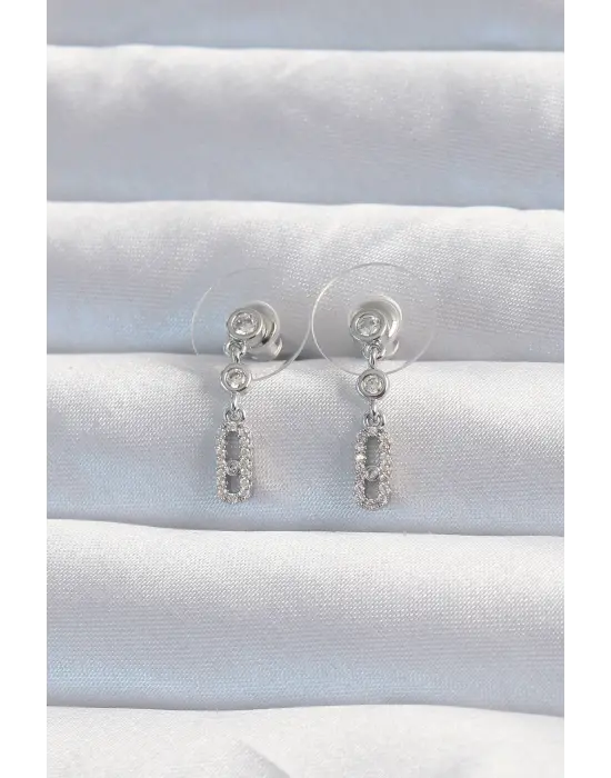  Gümüş Zirkon Taşlı Minimal Messika Küpe