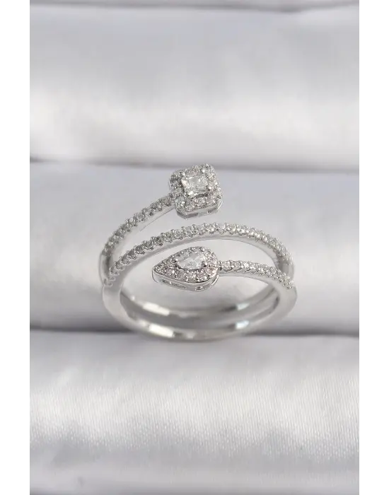  Gümüş Zirkon Taşlı Ok Model VIP Seri Çelik Yüzük