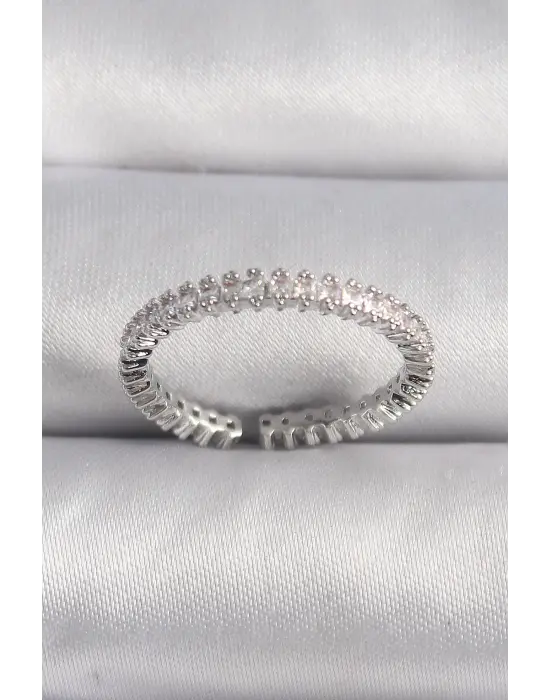  Gümüş Zirkon Taşlı Su Yolu Model VIP Seri Çelik Yüzük