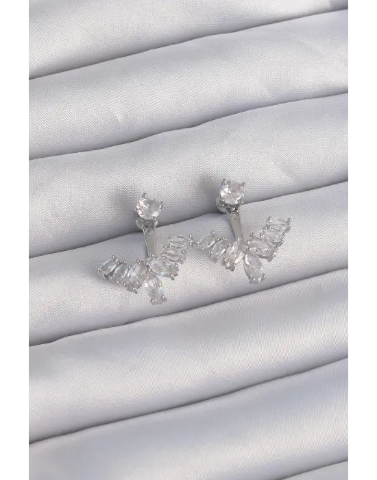  Gümüş Zirkon Taşlı V Model Küpe