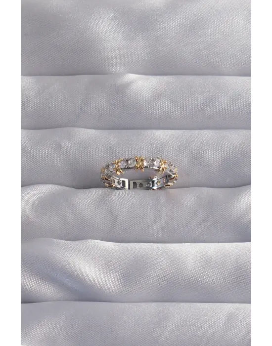  Gümüş Zirkon Taşlı XOXO Model Ayarlamalı Yüzük