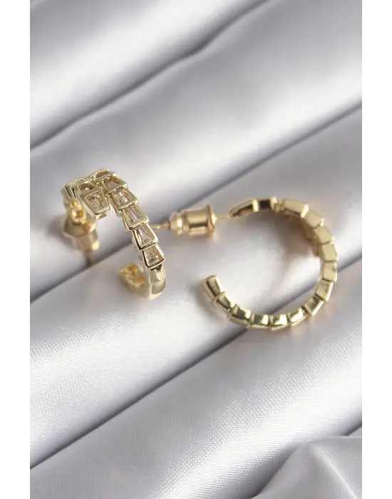  Gümüş Zirkon Taşlı Yılan Model Çelik Küpe