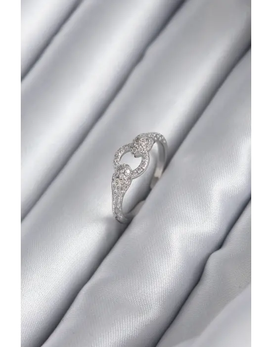  Gümüş Zirkon Taşlı Yılan Model Çelik Yüzük