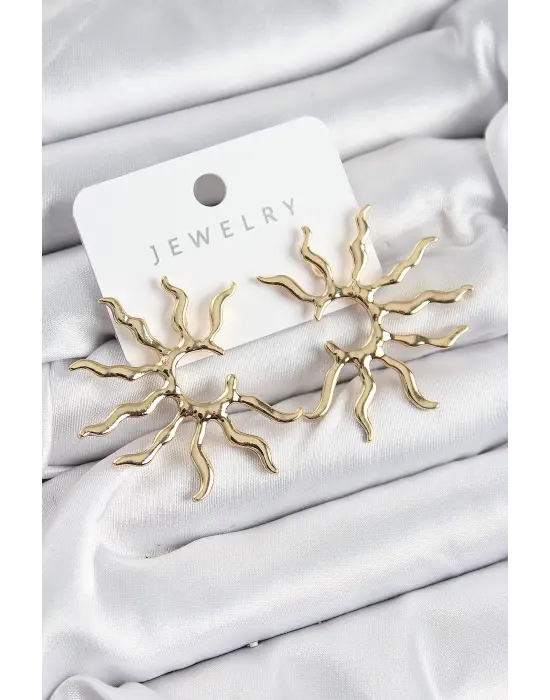 Pirinç Güneş Model Gold Renk Kadın Küpe