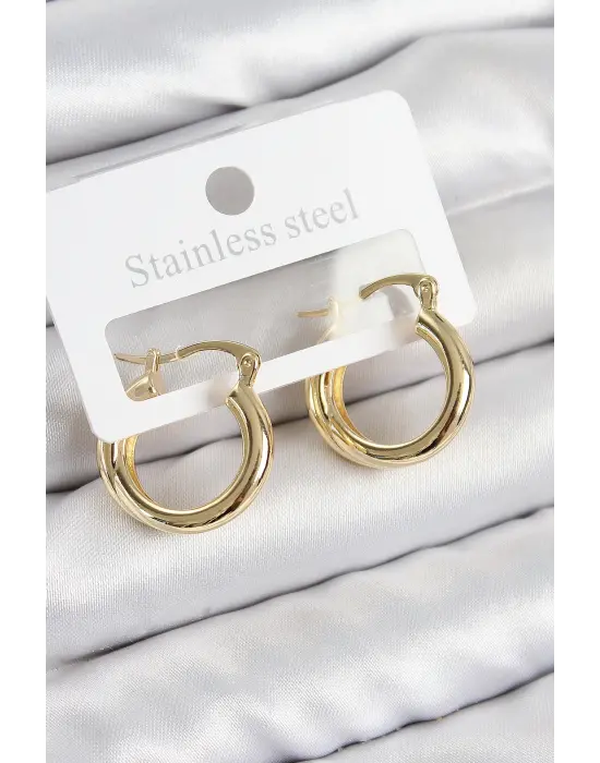 Pirinç Halka Model Gold Renk Kadın Küpe