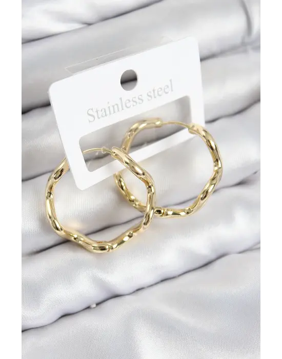 Pirinç Halka Model Gold Renk Kadın Küpe