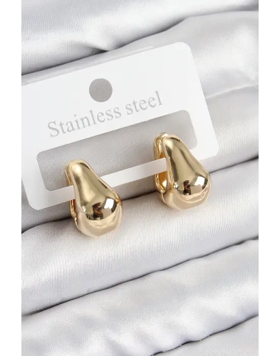 Çelik Halka Model Gold Renk Kadın Küpe