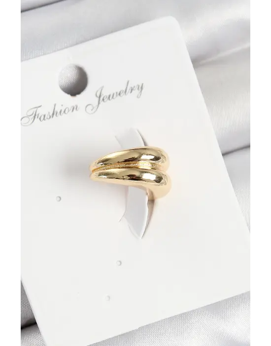 Pirinç Halka Model Gold Renk Sağ Kıkırdak Küpe