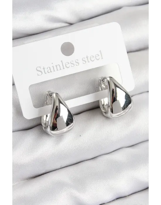 Pirinç Halka Model Gümüş Renk Kadın Küpe