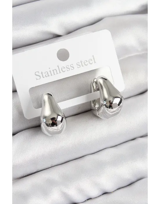 Pirinç Halka Model Gümüş Renk Kadın Küpe