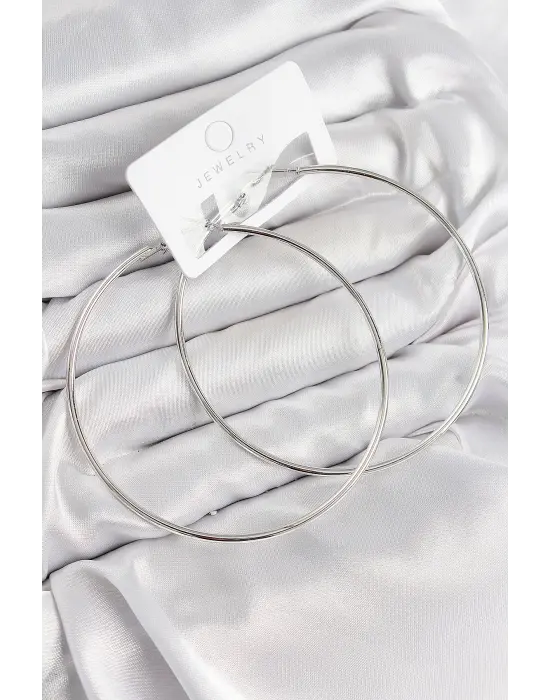 Pirinç Halka Model Gümüş Renk Kadın Küpe