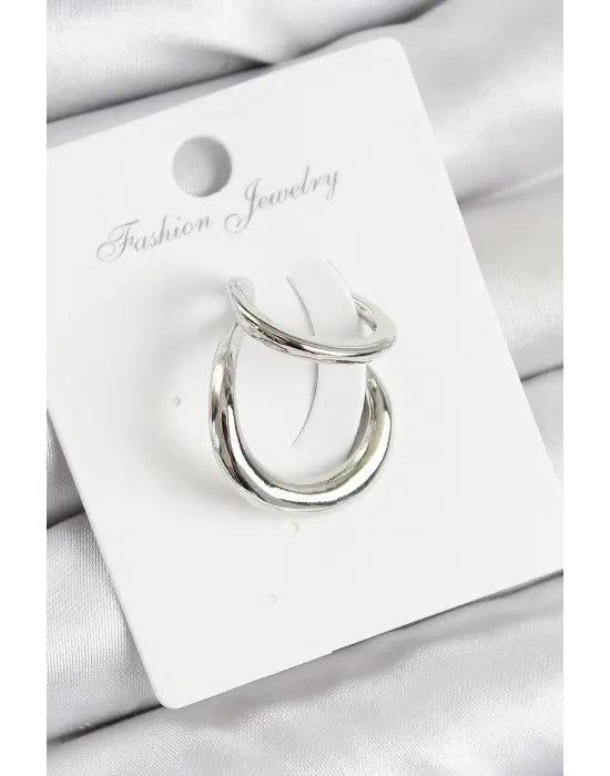 Pirinç Halka Model Gümüş Renk Sağ Kıkırdak Küpe