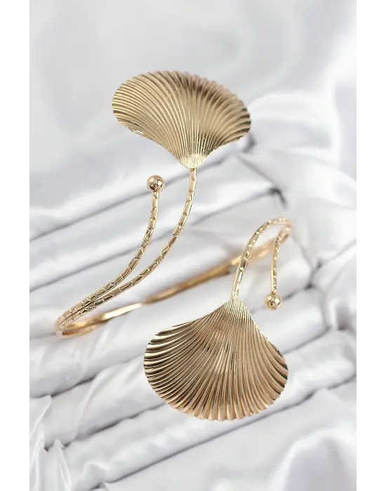 Pirinç İstiridye Model Gold Renk Kadın Pazu Bileklik