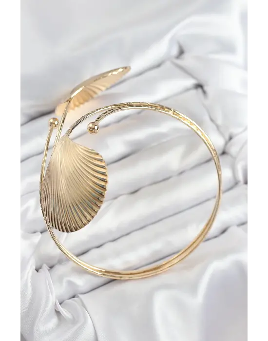 Pirinç İstiridye Model Gold Renk Kadın Pazu Bileklik